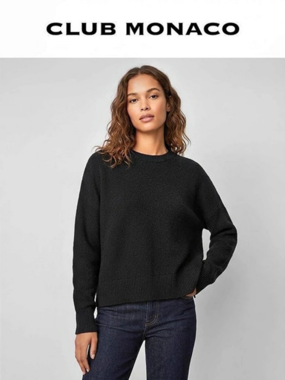 Club Monaco Cashmere Blend Crewneck Black Size XS Ptp 22,5" Long 21,5"